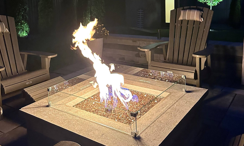 Patio stone raised firepit